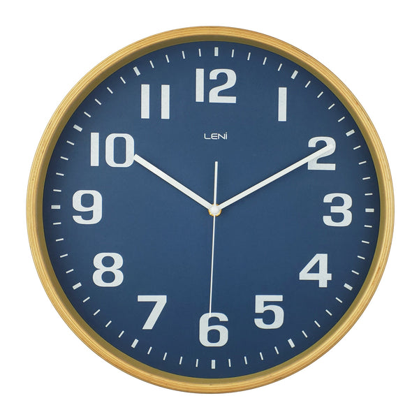 Leni Wood Wall Clock 32 Centimetres Navy With Large Arabic Numbers Wall Clocks