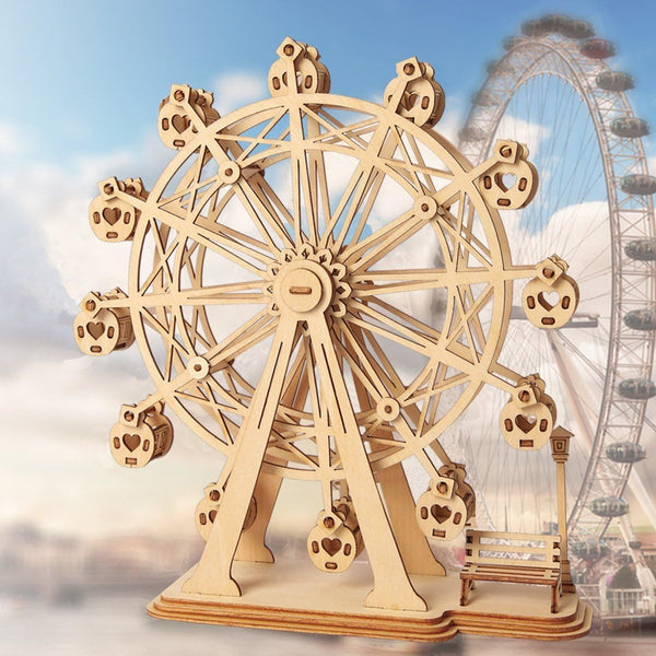Robotime Rolife Ferris Wheel Woodcraft Construction Kit Modular Mechanical Model 3D Wooden Puzzle For Self Assembly Toy Gift Kids Teens And Adult Tg40