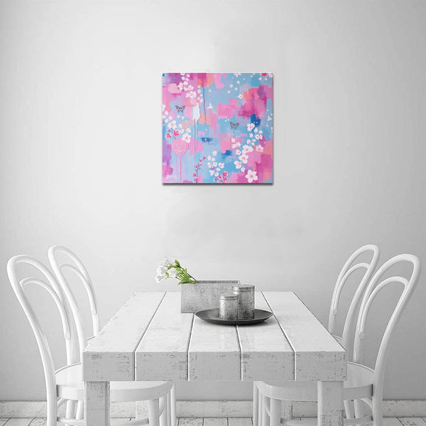 : Cotton Canvas Framed 40 By Centimetre Butterfly Blossom Print Wall Art