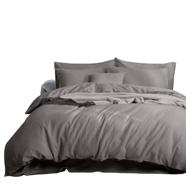 Luxurious Linen Cotton Quilt Cover Set Grey Quilt Covers