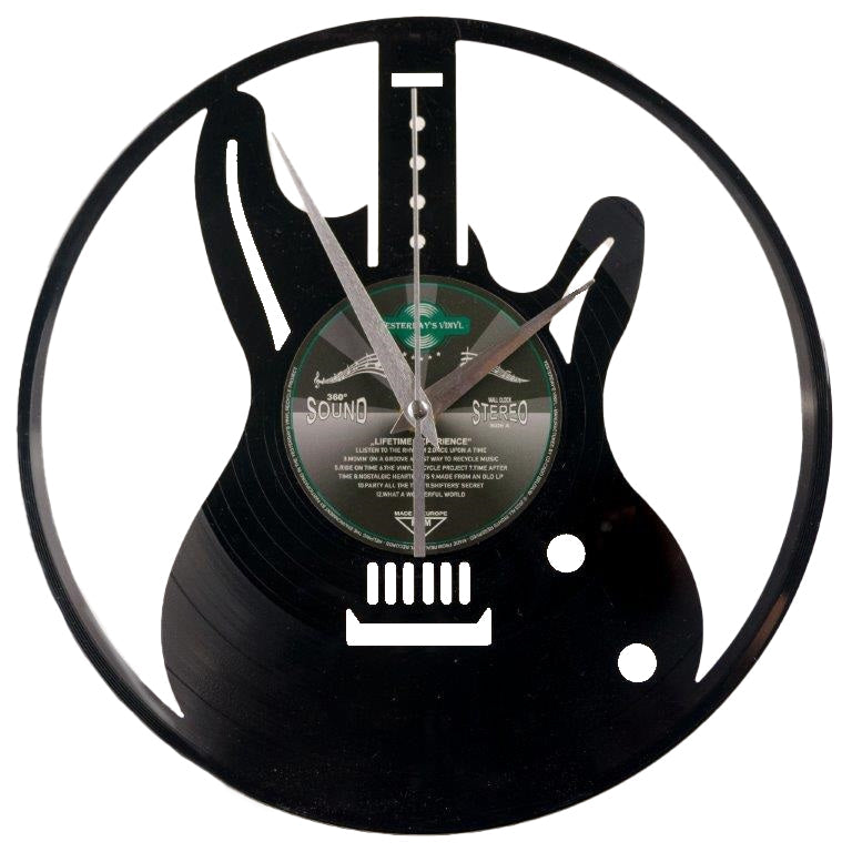 Vinyl Clock Guitar Retro Design Made From Recycled Record 30Cm Wall Clocks