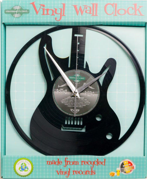 Vinyl Clock Guitar Retro Design Made From Recycled Record 30Cm Wall Clocks