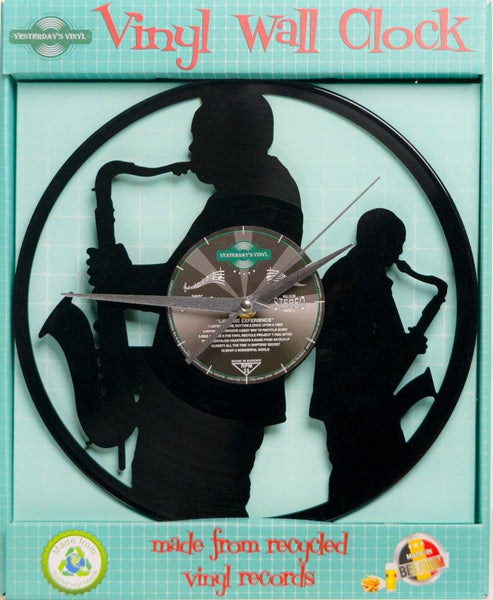 Vinyl Clock Sax 30Cm Recycled Record With Silent Quartz Movement Wall Clocks