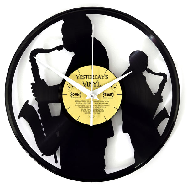 Vinyl Clock Sax 30Cm Recycled Record With Silent Quartz Movement Wall Clocks