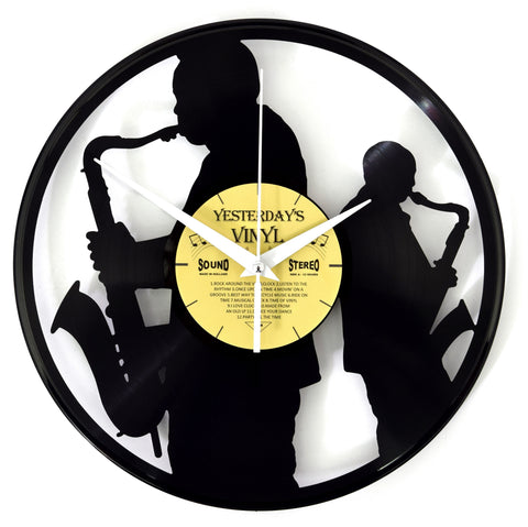Vinyl Clock Sax 30Cm Recycled Record With Silent Quartz Movement Wall Clocks