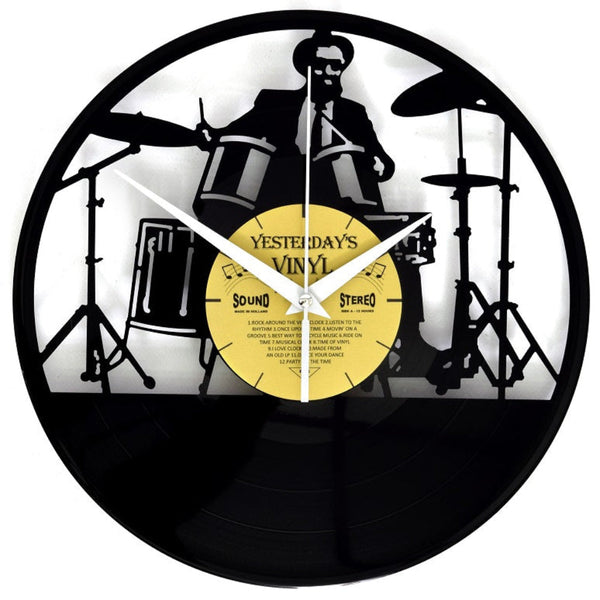 Vinyl Clock Drummer 30 Cm Recycled Record Wall Wall Clocks