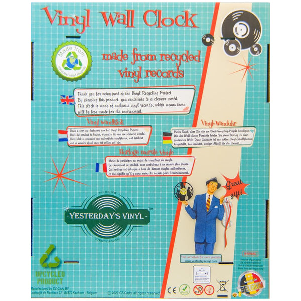 Vinyl Clock World Globe Recycled Record With Quartz Silent Movement Wall Clocks