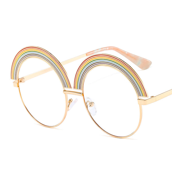 Metal Rainbow Large Round Frame Sunglasses