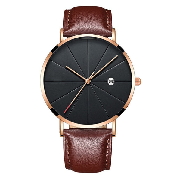 Veile Studios Simple Calendar Watch For Men Waterproof Quartz Creative Design Stainless Steel Watches