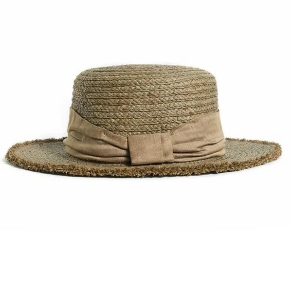 Luna&Dolphin Original Summer Handmade Women Spring Sun Hat Beach Raffia Panama Straw Cap Big Brim White Ribbon English Top Hats