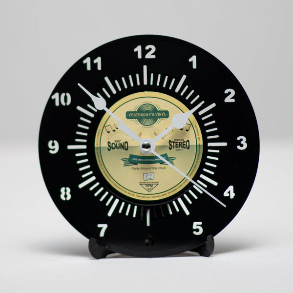Vinyl Desk Clock Yellow And Green 17.5Cm With Silent Quartz Movement Wall Clocks