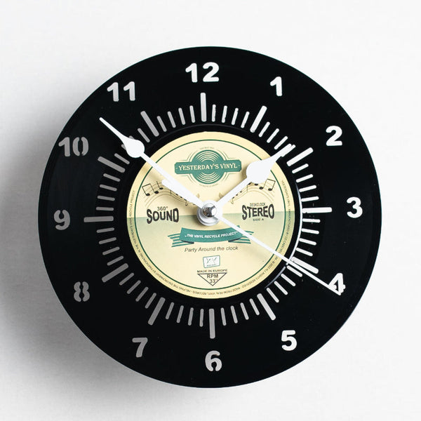 Vinyl Desk Clock Yellow And Green 17.5Cm With Silent Quartz Movement Wall Clocks