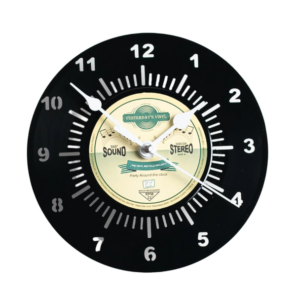 Vinyl Desk Clock Yellow And Green 17.5Cm With Silent Quartz Movement Wall Clocks