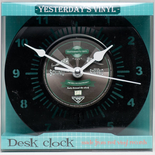Vinyl Desk Clock Black 17.5Cm Recycled Material Wall Clocks
