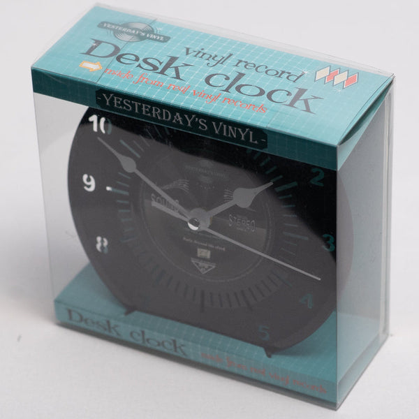 Vinyl Desk Clock Black 17.5Cm Recycled Material Wall Clocks