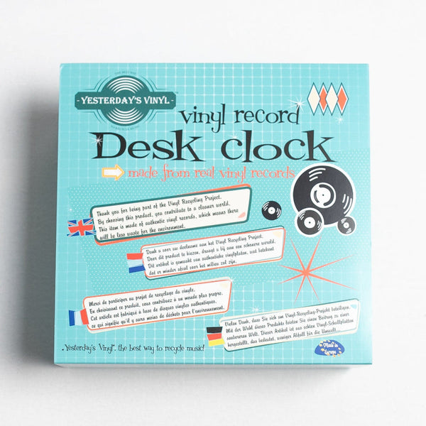 Vinyl Desk Clock Black 17.5Cm Recycled Material Wall Clocks