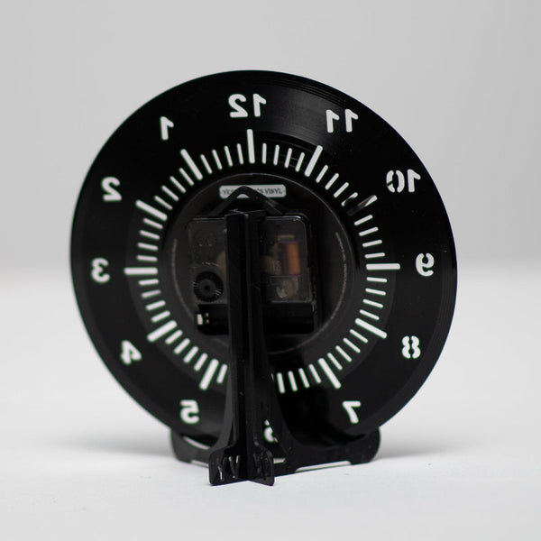 Vinyl Desk Clock Black 17.5Cm Recycled Material Wall Clocks