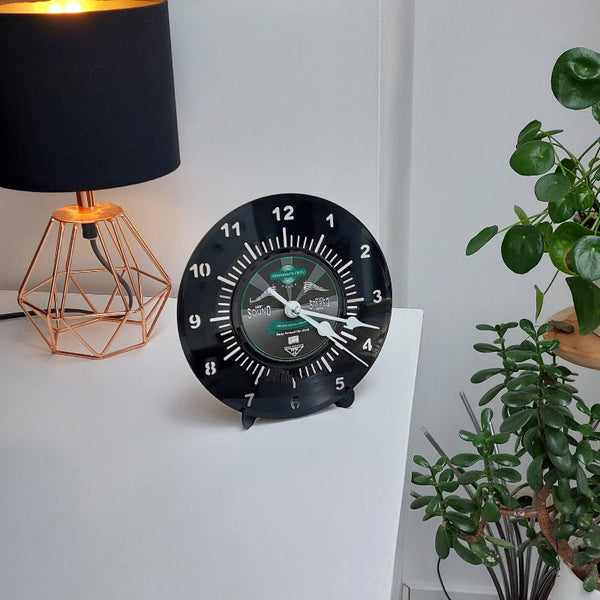 Vinyl Desk Clock Black 17.5Cm Recycled Material Wall Clocks