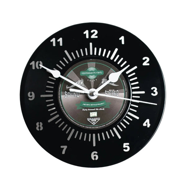 Vinyl Desk Clock Black 17.5Cm Recycled Material Wall Clocks
