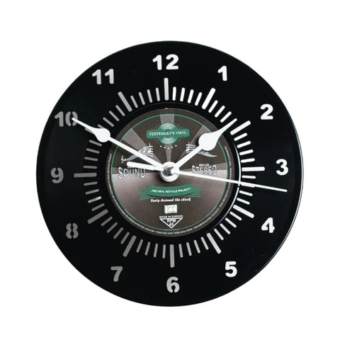 Vinyl Desk Clock Black 17.5Cm Recycled Material Wall Clocks