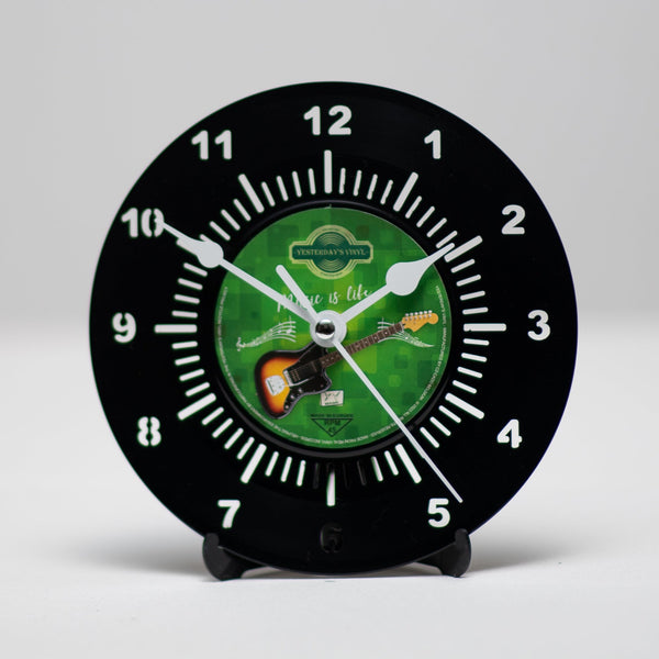 Vinyl Desk Clock Guitar Music Is Life Recycled Record 17.5Cm Wall Clocks