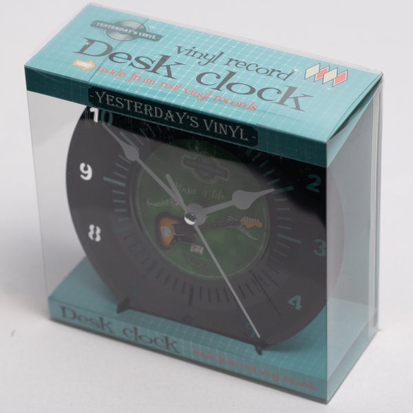 Vinyl Desk Clock Guitar Music Is Life Recycled Record 17.5Cm Wall Clocks