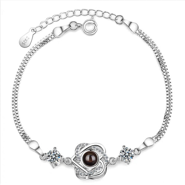 Customized Color Photo Projection S925 Pure Silver Six Pointed Star Bracelet With 100 Languages For Birthday Commemoration Bracelets