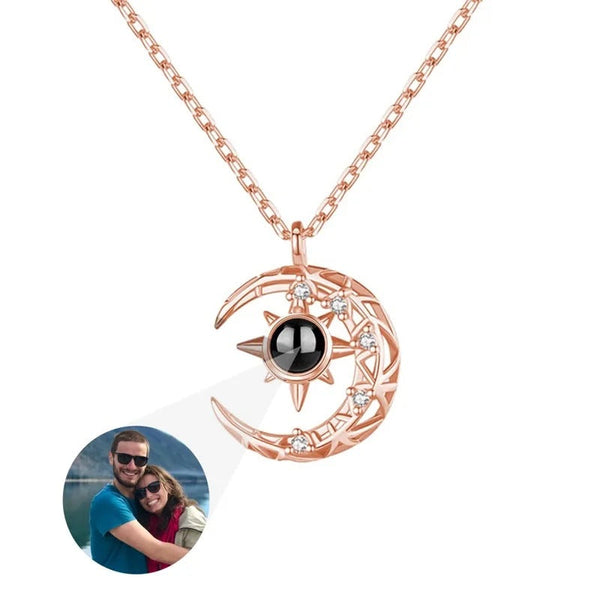 Personalized Photo & Image Necklace Crescent Pendant Projection Necklaces & Pendants