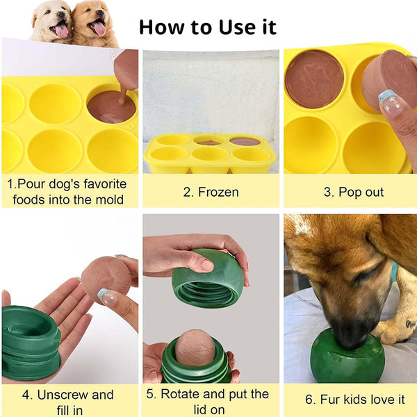 6 Cavity Dog Treat Molds Compatible With Woof & Power Chewer Pupsicle Silicone For Frozen Treats Reusable Toy Ice Pop Molds