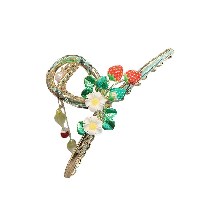 Sweetheart Dripping Oil Colourful Strawberry Shark Clip Alloy Hair Accessory Hair Accessories