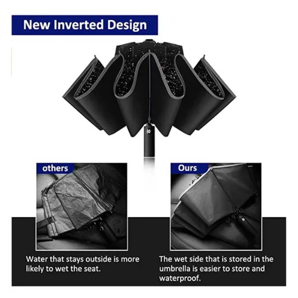 Men Women Umbrella Fully Automatic Reverse Folding With Windproof Reflective Stripe Uv Umbrellas