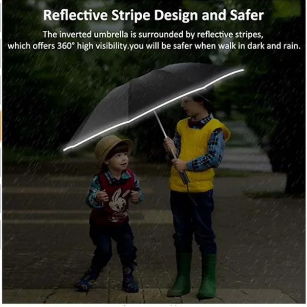 Men Women Umbrella Fully Automatic Reverse Folding With Windproof Reflective Stripe Uv Umbrellas