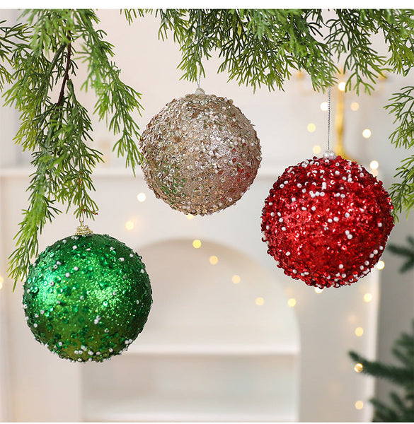 Christmas Tree Ornament 10Cm Pearl Sequin Foam Ball Decorative Hanging Window Decoration Seasonal Decorations