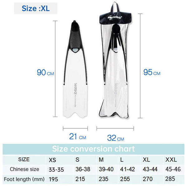 Professional Freediving Long For Spearfishing Diving Snorkeling Pp+Tpr Anti Skid Fins
