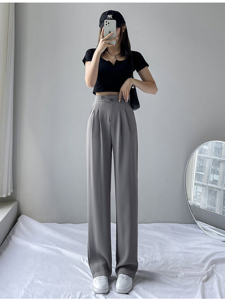 Womens New High Waist Loose Drape Suit Wide Leg Pants Product Information Size Women's Pants