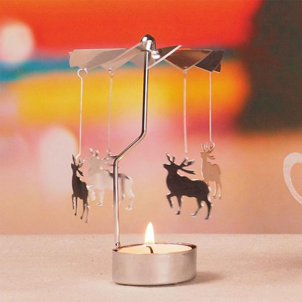 Rotating Metal Tealight Candle Holder Christmas Table Decor