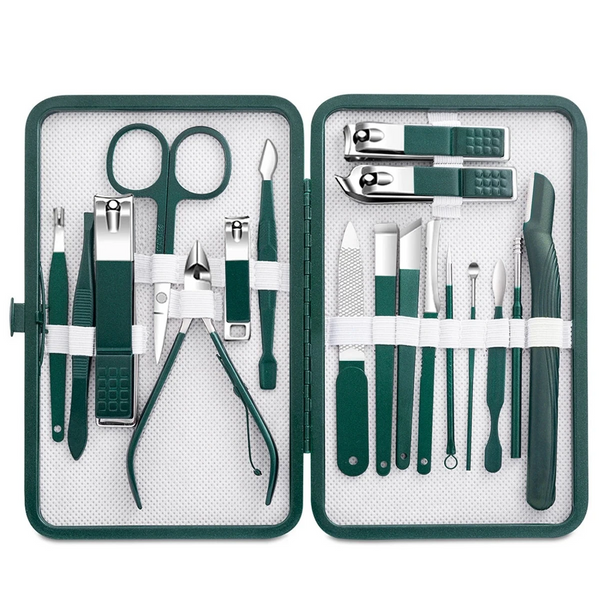 Stainless Steel Nail Clipper Set Grooming Tool With Portable Case Manicure Art Green Nails Cut Manicure & Pedicure Tools & Kits