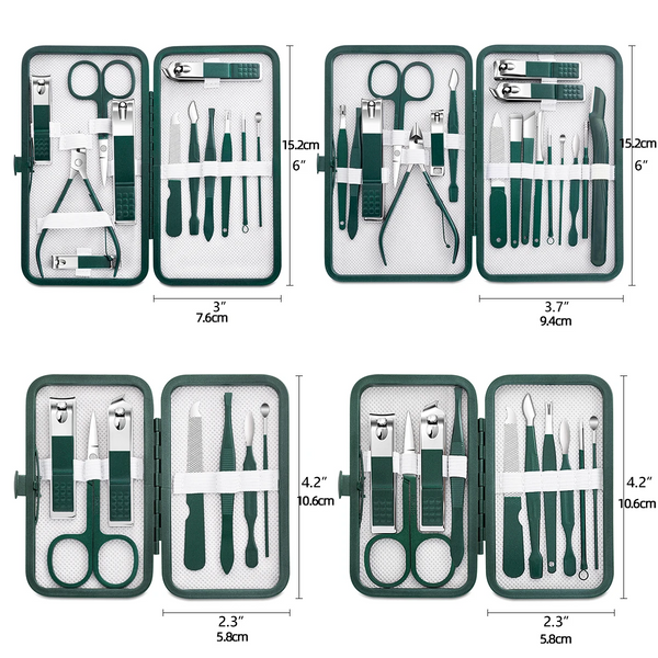 Stainless Steel Nail Clipper Set Grooming Tool With Portable Case Manicure Art Green Nails Cut Manicure & Pedicure Tools & Kits