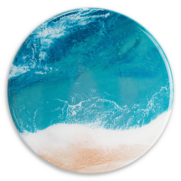 Ceramic Resin Caribbean Blue Set Of Four For Tabletop Protection Coasters