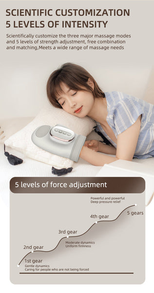 Hand Massager Finger Palm Wrist Joints Multi Level Hot Compress Air Pressure Massagers