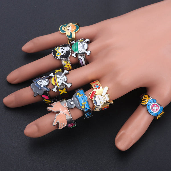Anime Merchandise One Piece Straw Hat Pirates Ring Luffy Zoro Sanji Nami Robin Chopper Cosplay Finger Rings