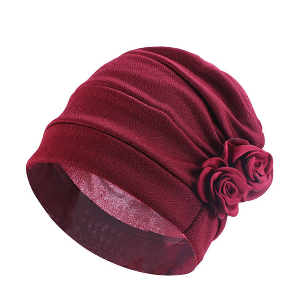 Ethnic Headscarf Chemotherapy Two Flower Headwear For Women Polyester Frosted Scarves & Wraps