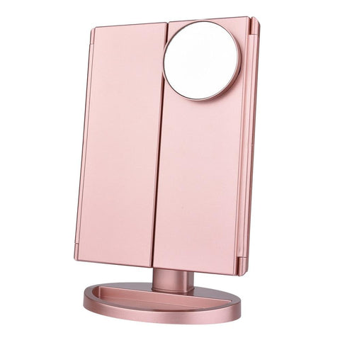 Desktop Rotating Folding Led Touch Screen 22 Light Makeup Magnifying Mirror Makeup Mirrors