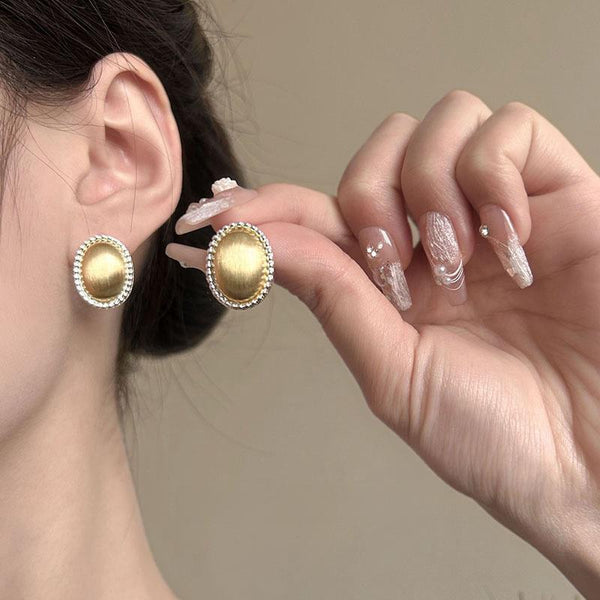 Veile Studios Elliptical Metal Brushed High End Stylish Accessory For Women Earrings