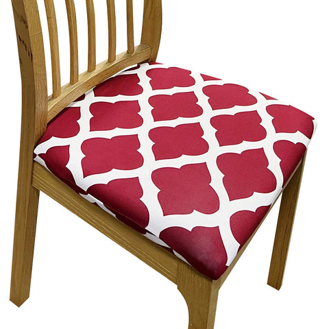 Chair Cover Red White Print Stretch Seat For Dining Kitchen Washable Removable Slipcovers