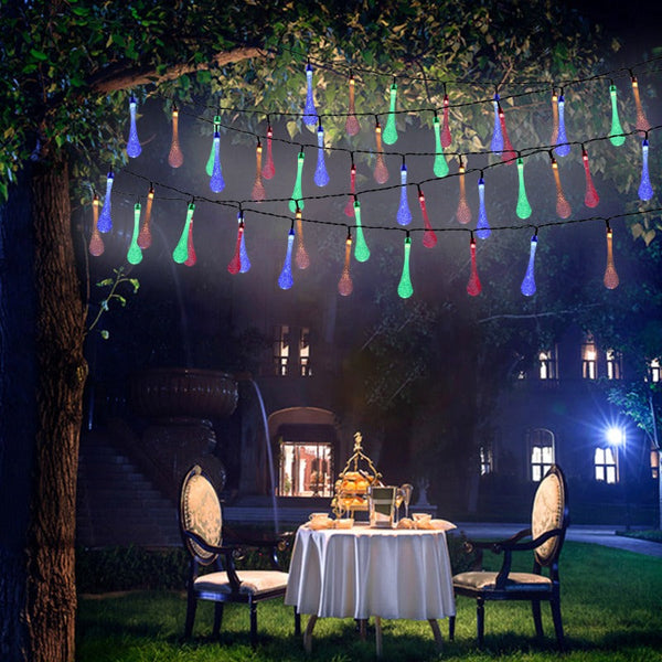 10M 100Led Solar Water Drop Fairy Outdoor Garden Party Decor String Lights
