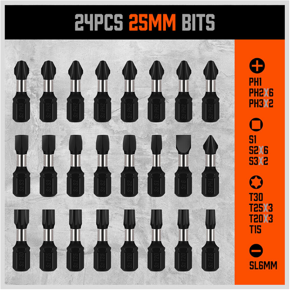 Horusdy 34Pc Impact Screwdriver Bit Set Nut Driver Magnetic Drill Holder Quick Release Screwdrivers & Nutdrivers