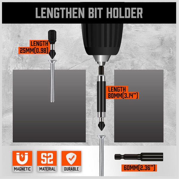 Horusdy 34Pc Impact Screwdriver Bit Set Nut Driver Magnetic Drill Holder Quick Release Screwdrivers & Nutdrivers