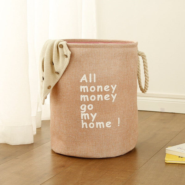 3545Cm Round Laundry Basket Bucket Organizer Pink Laundry Baskets & Hampers