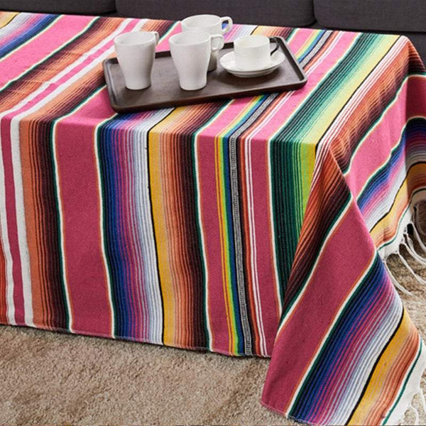 Table Cloths Tablecloths Vibrant Mexican Style Tassel Runner Towel